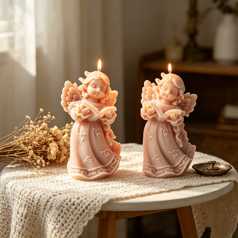 Soap Making Book - 3D Angel Reading Book Silicone Candle