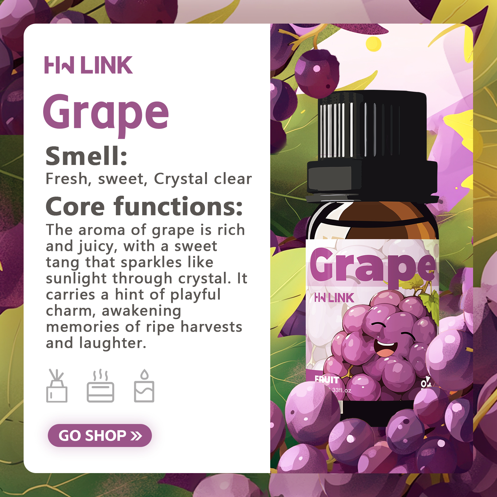 Grape Essential Oil 10ml Perfu - Soap Making Fragrance Oil avaliação e preço