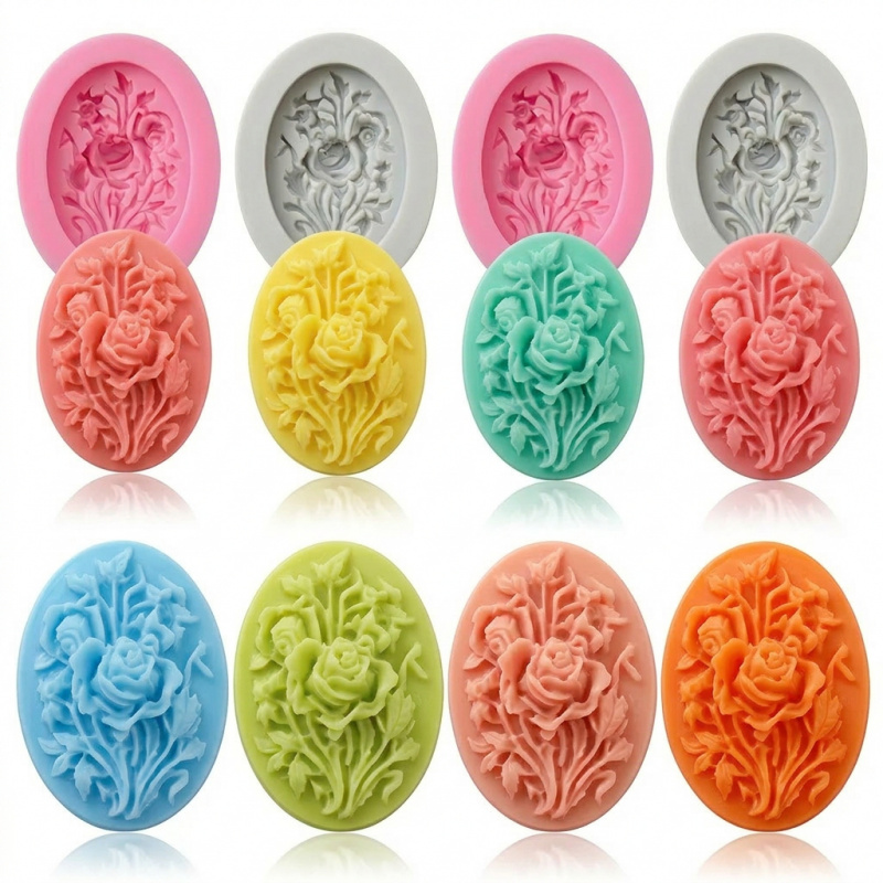 4 Silicone mold with flower sh - Soap Making Gloves avaliação e preço